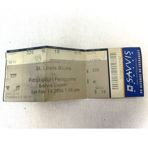 2004 Valentines Day St Louis Blue Hockey vs Pittsburgh Penguins Ticket Stub